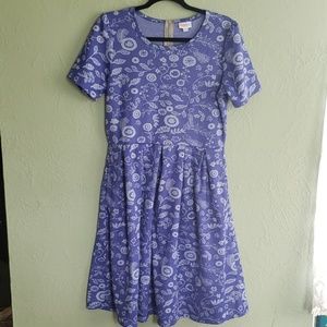 Lularoe Pleated Dress XL purple floral Zip Back